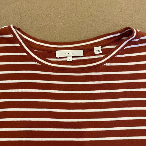 Vince Striped Cropped Tee Size Large - Picture 3 of 7